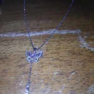Kay Jewelers Pink and Silver Butterfly Necklace 925 Sterling Silver 100% Real 💎